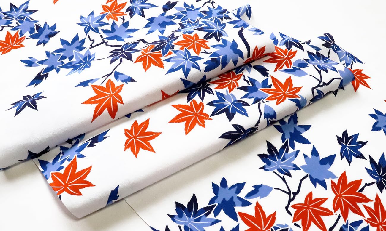 染の安坊 Anbo Tenugui Hand Towel, Blue and White Collection, Japanese Maple, 100% Cotton, Made in Japan, 13.8 x 39.4 inches