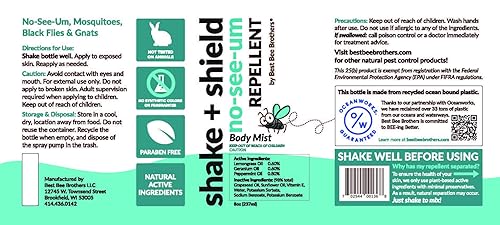Miniatura 7 de Best Bee Brothers Shake + Shield No-See-Ums Gnat Spray Spray corporal no graso fabricado con ingredientes a base de plantas, 8 onzas + 2 onzas.