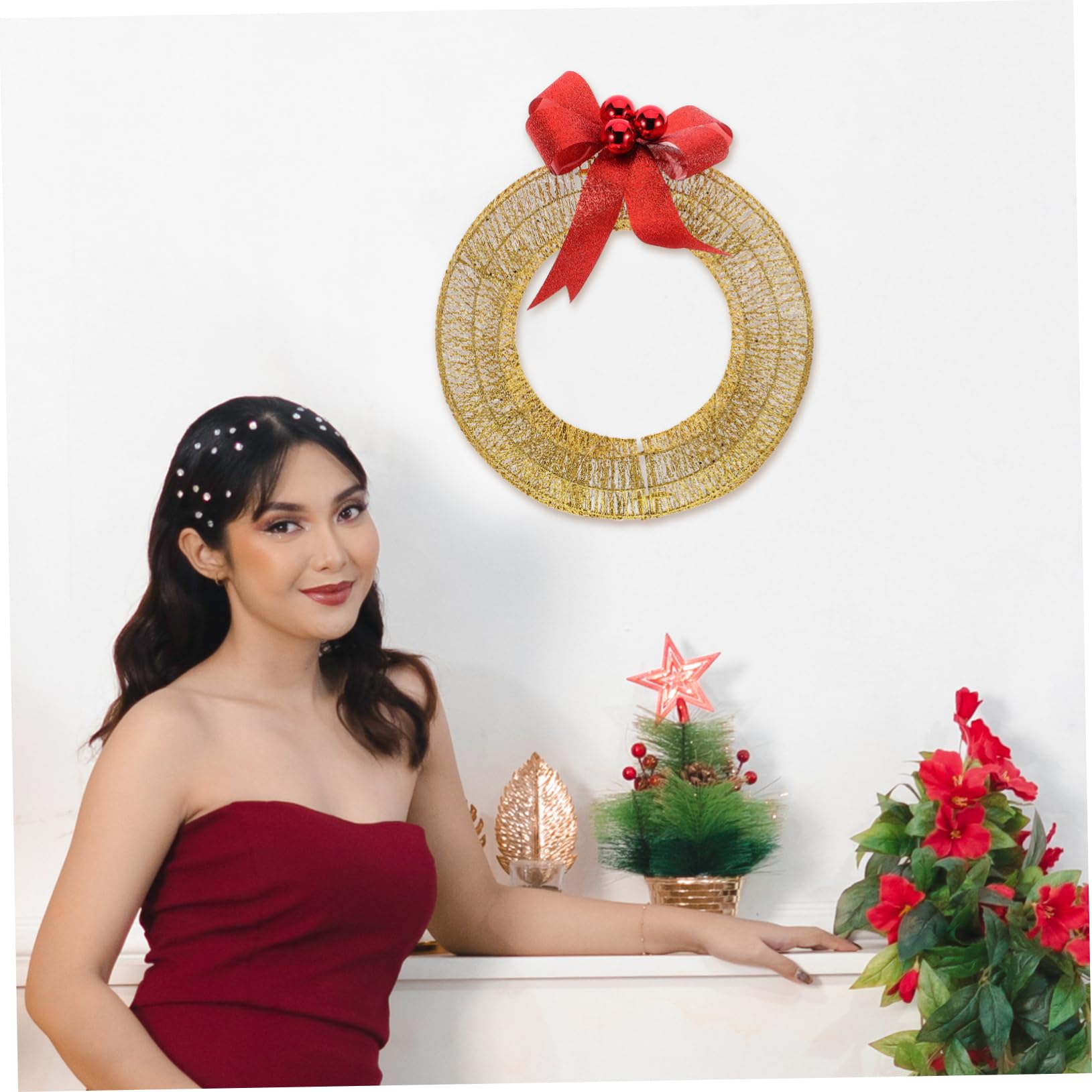 Festlicher Weihnachtskranz 40cm Metall Mit Led Beleuchtung Warmweiß Weihnachts Türdekoration Außen Innen Beleuchteter Türkranz Mit Goldener Schleife