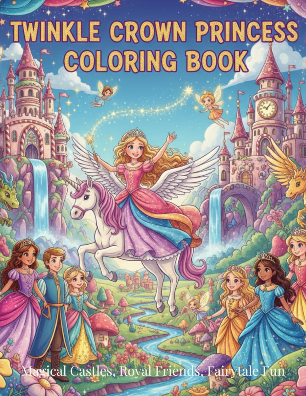 Twinkle Crown Princess Coloring Book: Magical Castles, Royal Friends, Fairytale Fun