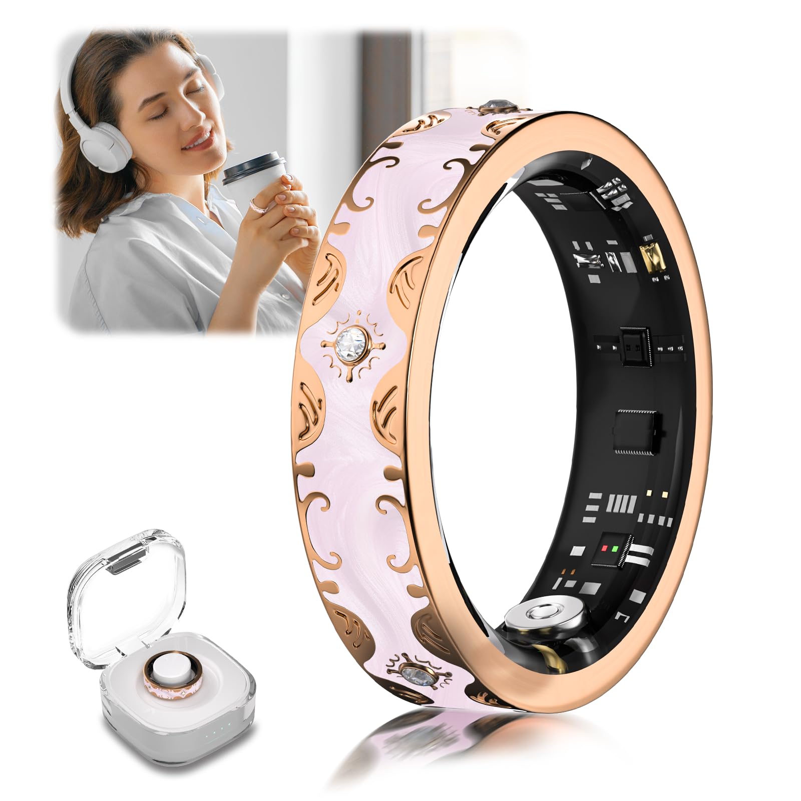 2026 TOP 1 9.0 Smart Ring e custodia di ricarica. 【Industry First – 0 errore di misurazione】【IP68 impermeabile】 Anello intelligente da uomo e da donna per monitoraggio del sonno, dispositivo