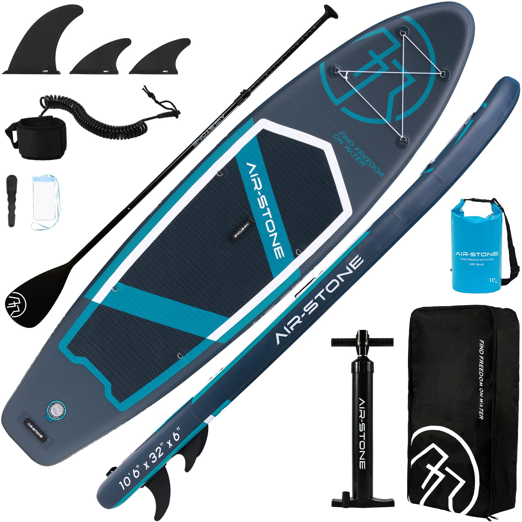 Photo 1 of ***STOCK PHOTO FOR REFERENCE ONLY***AIR-STONE Inflatable Paddle Board - 10'6" SUP for Adults, Ultra-Stable & Lightweight, All-Around Design for Surfing, Fishing, Yoga, Includes Full Accessories Set-Planet Carbon Blue