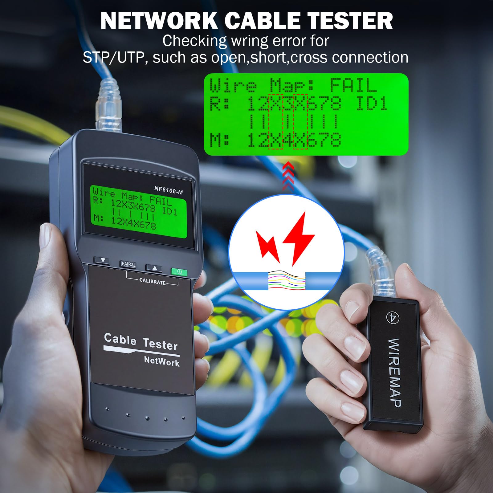 Testeur de câbles réseau – Kit de test de longueur de câbles Ethernet pour réseaux LAN Cat5 Cat6 5e 6e mesure la longueur, localise les points de rupture et teste la continuité avec 8 modules distants