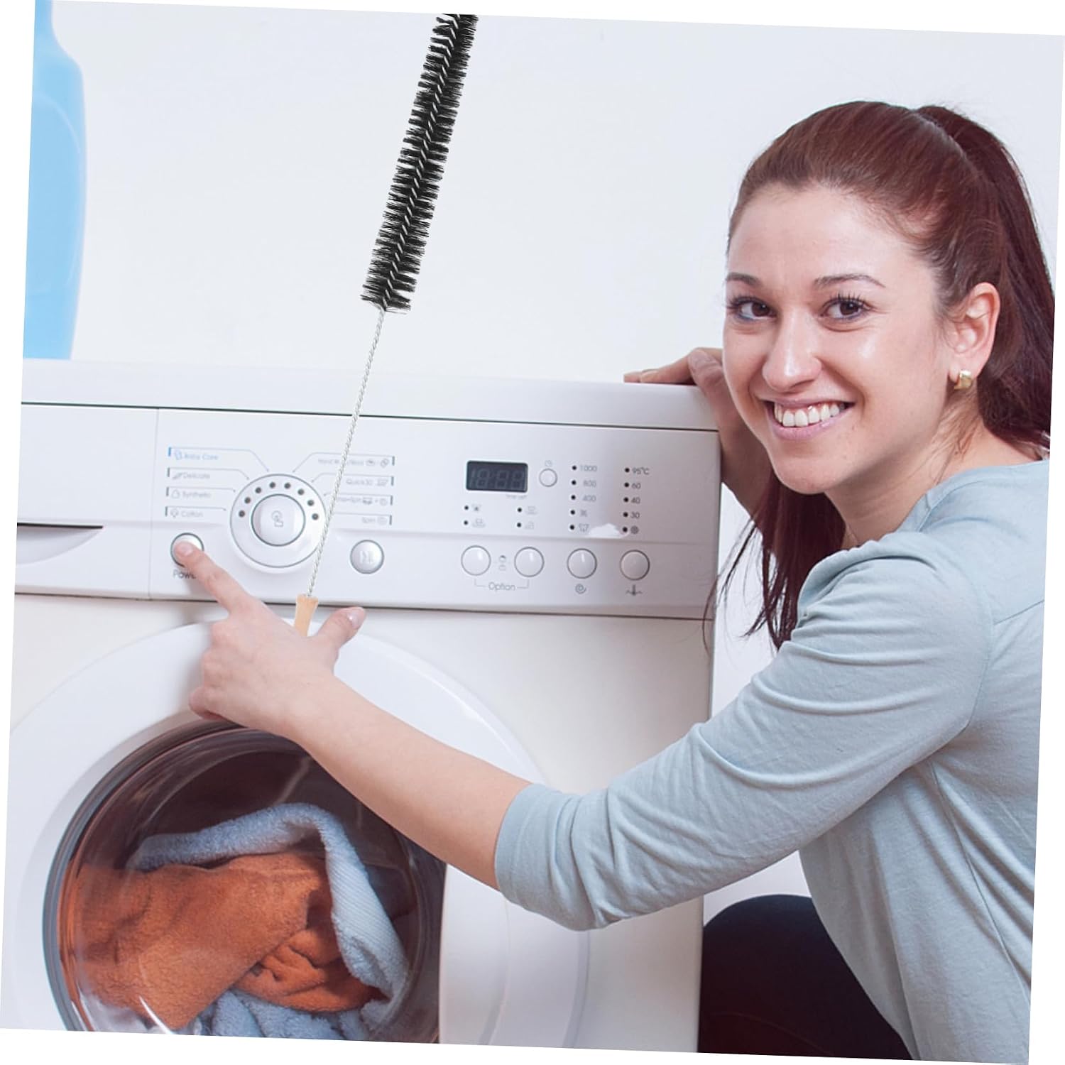 Amosfun 2pcs Multifunctional Dryer Cleaning Brush for Home Washing Machine and Pipe Deep Cleaning with High Grade Material and Comfortable Wooden Handle