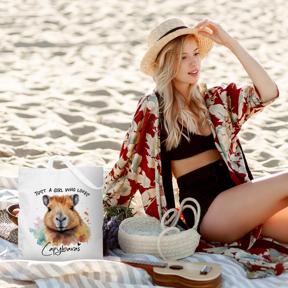 Dog Lovers Gifts Tote Bag, Capybara Frog Animal Cow Horse Raccoon Lovers Gifts for Women Reusable Grocery Bags - Image 5