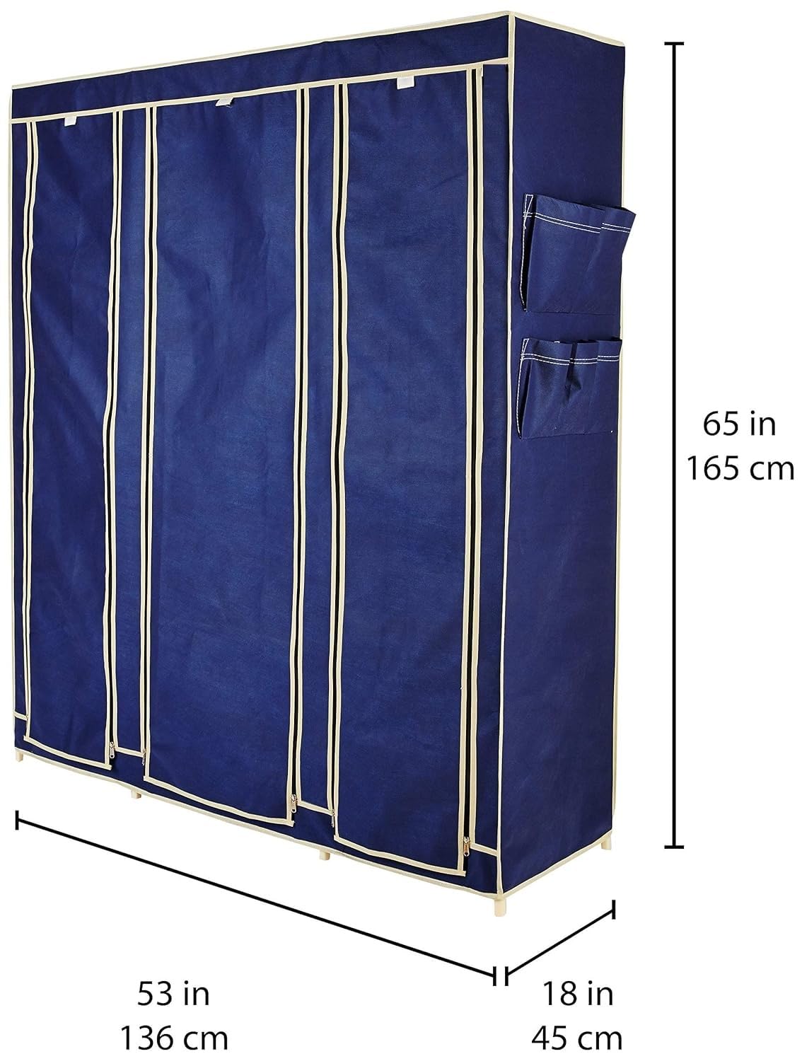 GRAZIA Portable 3-Door Collapsible Wardrobe Cabinet (Blue) | Foldable Clothes & Shoe Storage Rack | Durable 10-Rack Closet Organizer for Clothes, Shoes & Accessories | Space-Saving Home Storage 4