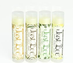 Just Bee Lip Balm (Peppermint, Honey, Citrus, Vanilla, 4 pack)