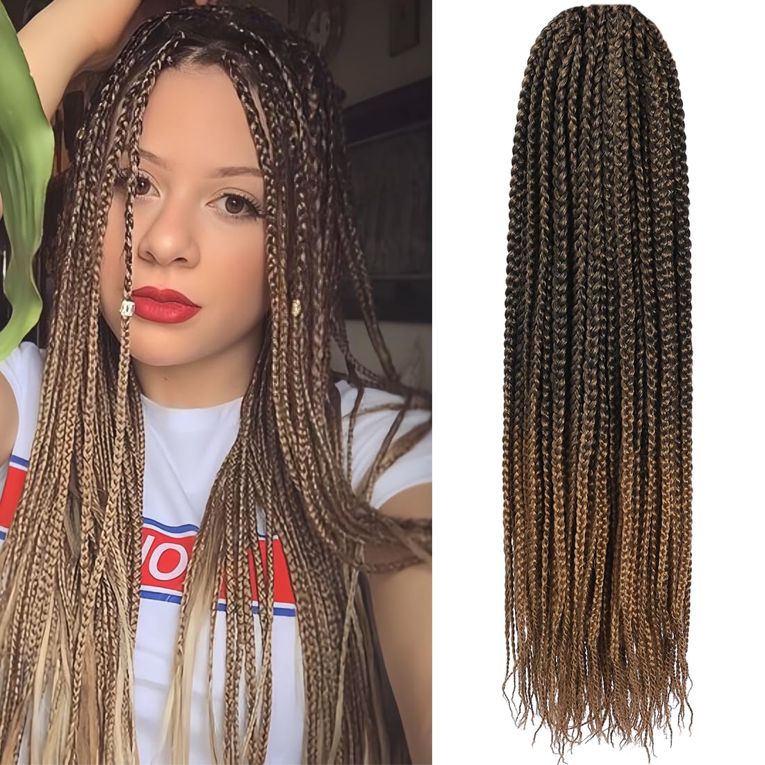 Crochet Box Braids Hair -18 Inch 7 Packs Pre-Looped Crochet Braids for Black Women With Braiding Hair Extensions-18 Inch T27