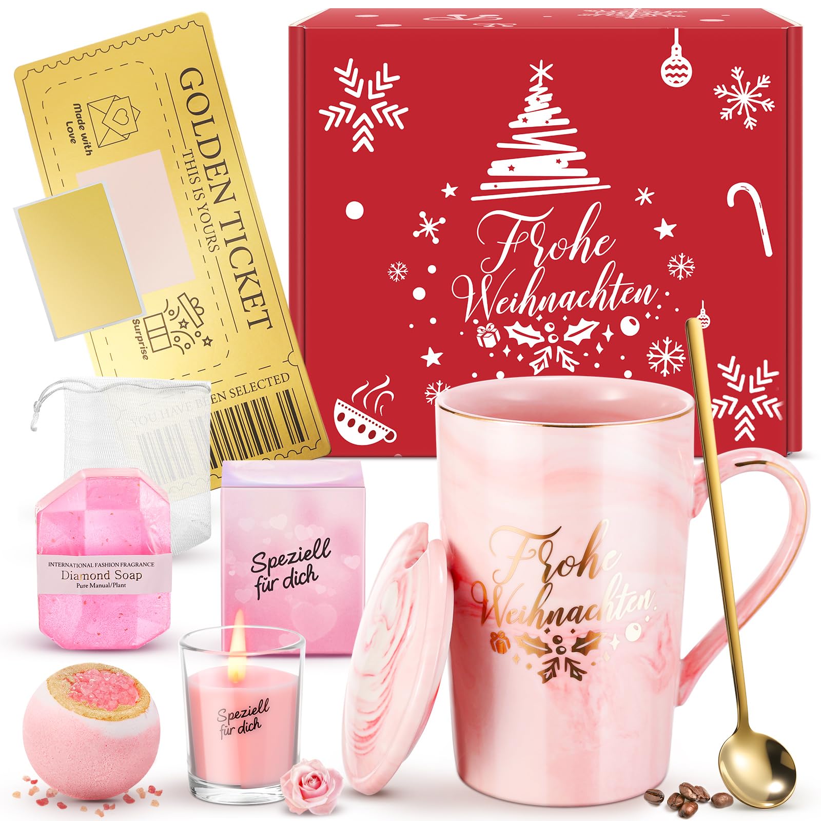XVB Weihnachtsgeschenke für frauen, Geschenke für Weihnachten, Frauen, Mama, Personalisierte Dankeschön Beste Freundin Geschenkset Geburtstag, Kaffeetassen & Becher Geschenkset