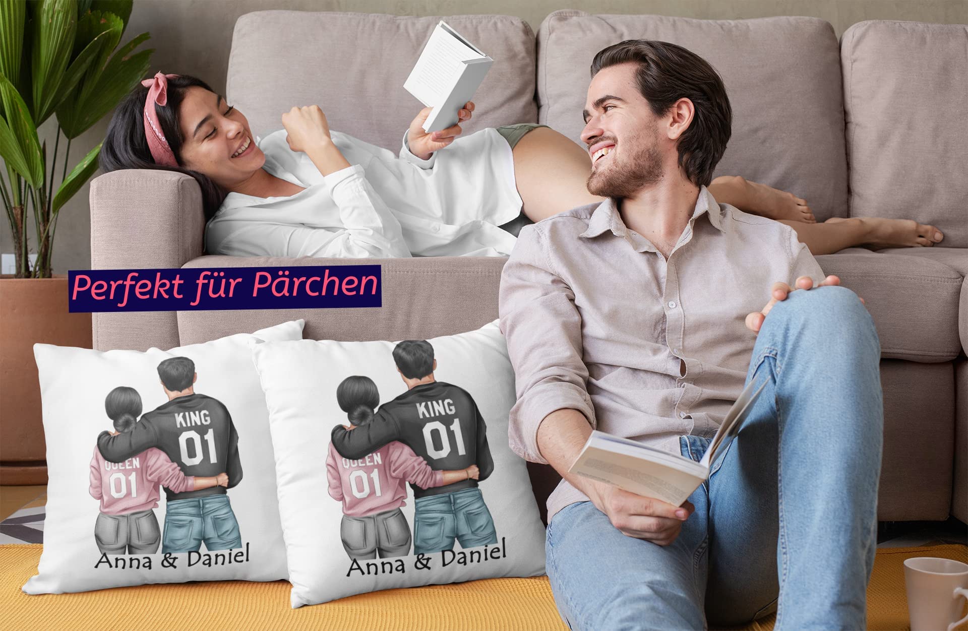 Mr Mrs Pillows Personalised Cushion - Linen Cushion - Wedding Gift - Anniversary Gift - For Husband Wife - Christmas Gift - UK Couple Pillows For Him And Her