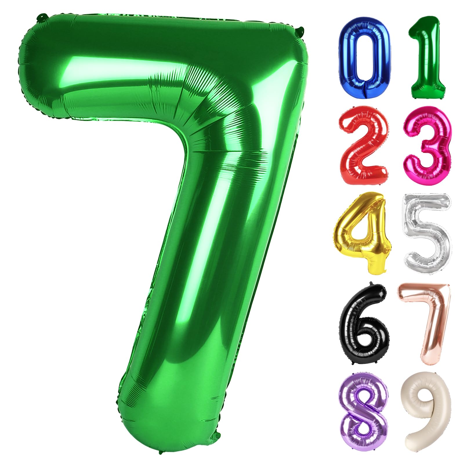 7 Balloon - Dark Green Birthday Number Balloons, 40 Inch Large Foil Balloons for Men Women Boys Girls Dark Green Themed Birthday Decorations