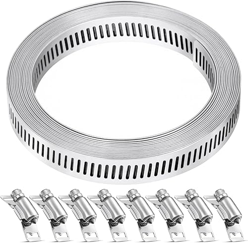 Miniatura 5 de Abrazadera de manguera, 8.5 pies, kit surtido de abrazaderas de manguera de acero inoxidable con 6 sujetadores, abrazaderas de manguera de engranaje