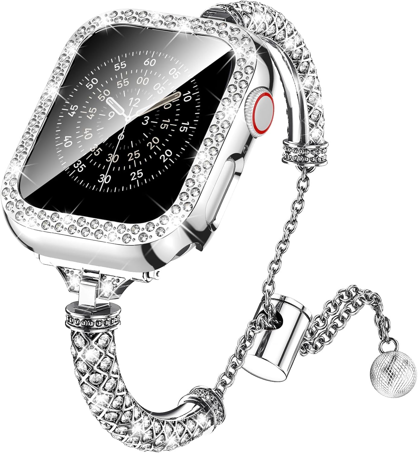 LETOID Bling Band & Case Compatible with Apple Watch 40mm 41mm 42mm 44mm 45mm 46mm Series 11 10 9 8 7 6 5 4 SE for Women, Fancy Metal iWatch Bands Rhinestone Bracelet Dressy Strap with Face Cover