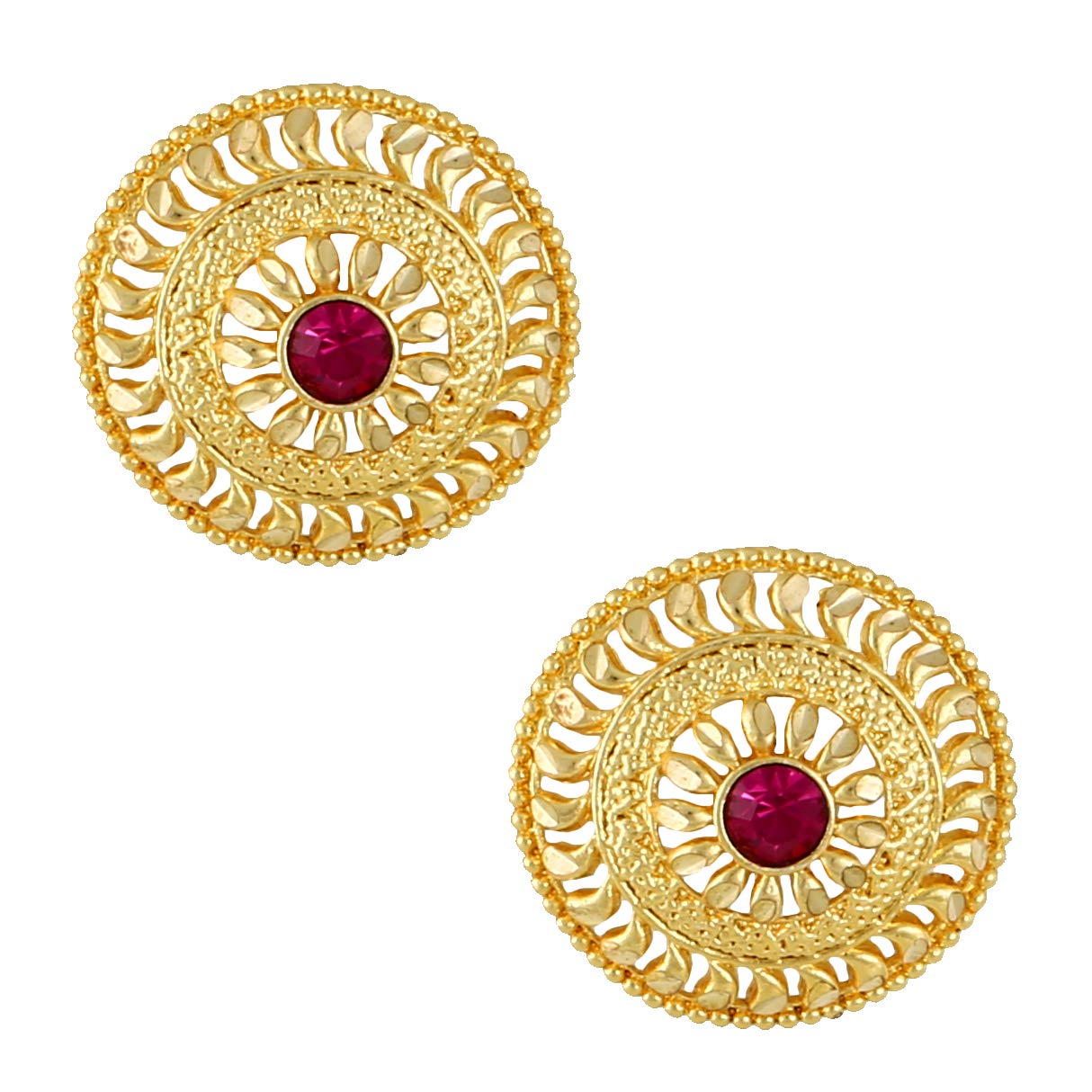 MEENAZ Traditional Temple 1 One Gram Gold Studs Ethnic 18k Brass South Indian Meenakari Screw Back Round Ruby Pink Stone Stud Earrings Combo Set Pack For Women girls Latest -GOLD EAR RINGS STUD-M126 (B08TJ2FKH7) Amazon Price History, Amazon Price Tracker