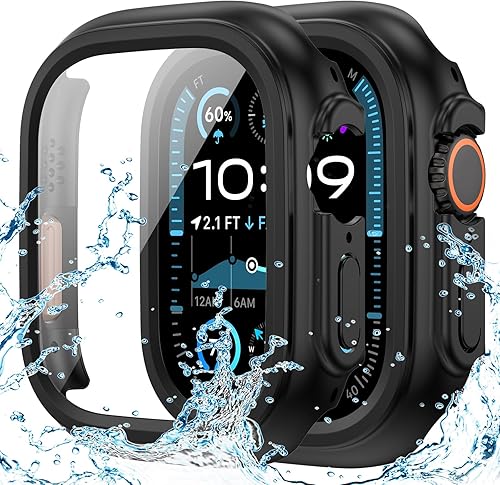 Goton Funda impermeable para Apple Watch Ultra de 165 pulgadas protector de pantalla de policarbonato duro accesorios compatibles con iWatch de 165