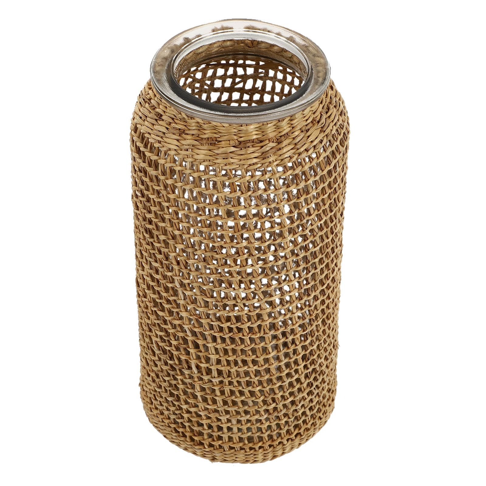 Vase en verre et jonc de mer pour une décoration de salon chaleureuse et bohème