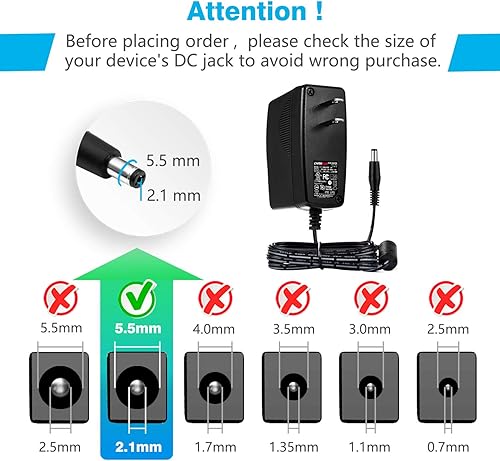 Chanzon Adaptador de conmutación de CA y CC de fuente de alimentación de 12 V, 2.5 A, 30 W, transformador de convertidor de verrugas de pared de 12