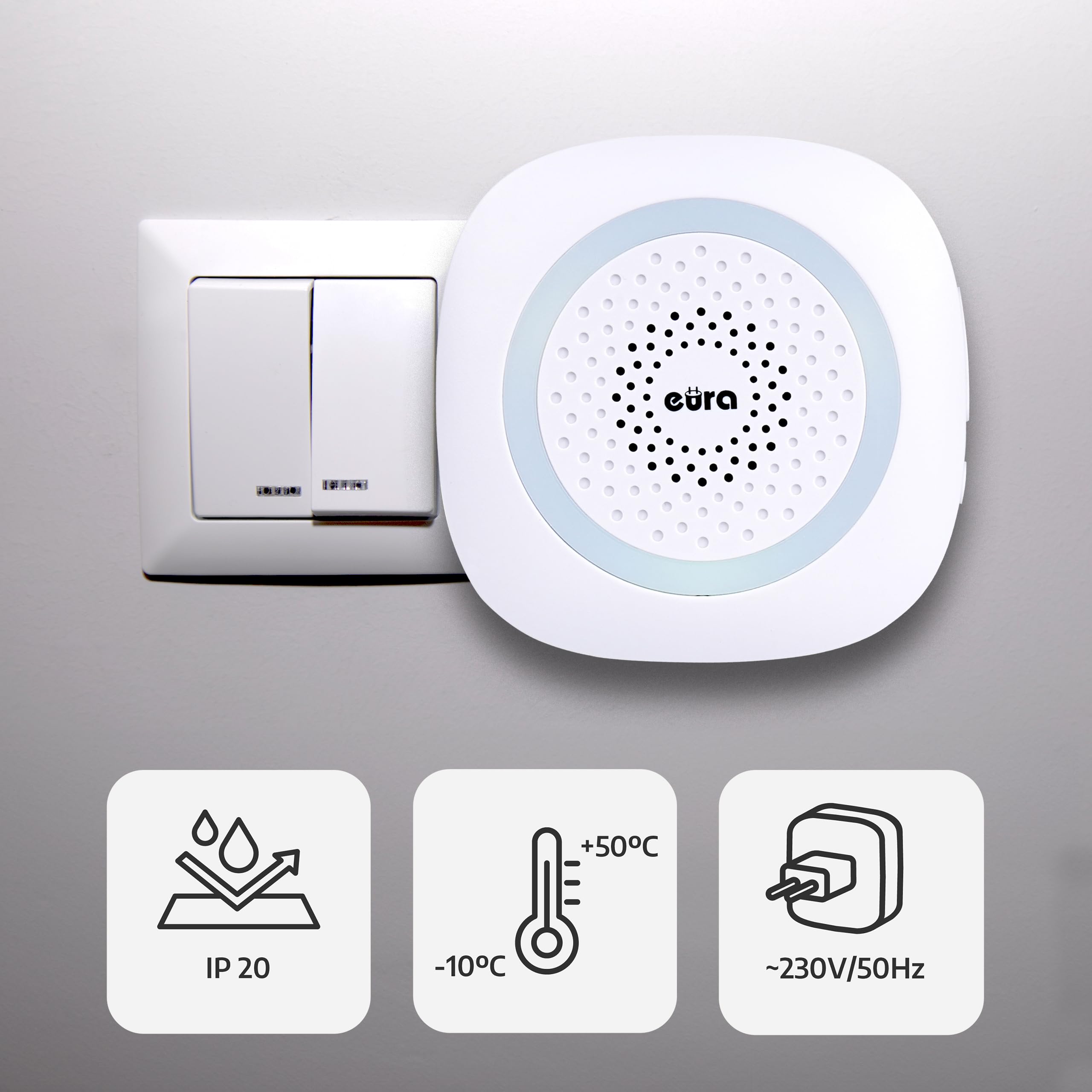 Image secondaire de Sonnette sans fil Eura WDP-46A3 - 60 mélodies, portée 200 m, contrôle du volume