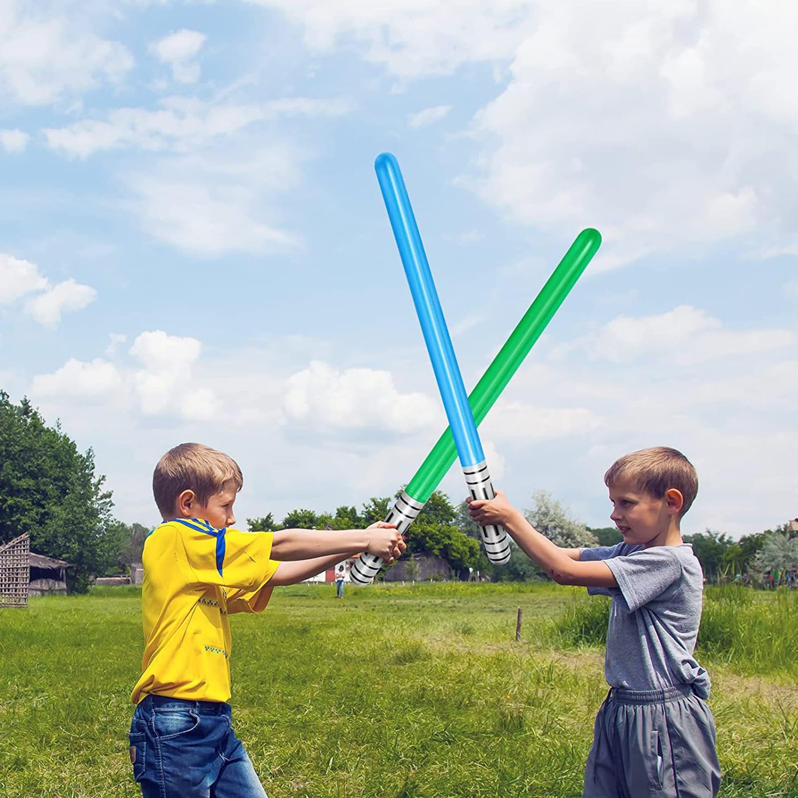6 Sables De Luz Inflables De Star Wars - 90 Cm, Colores Rojo, Azul Y Verde - PVC Resistente, Para Fiestas, Halloween O Decoración