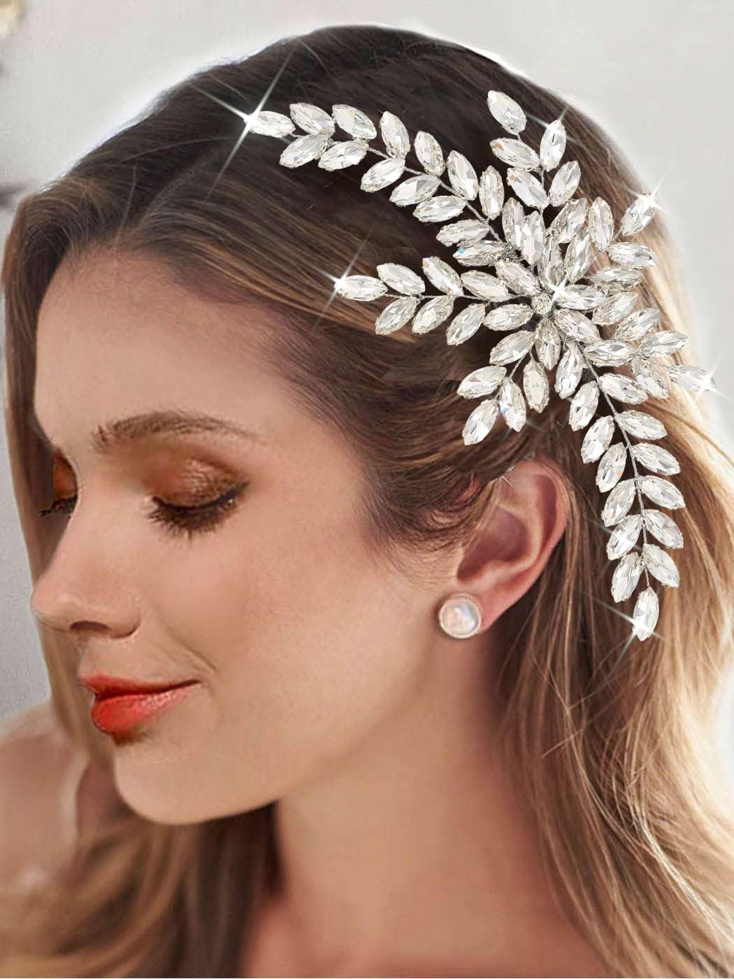 JONKY Rhinestone Bride Wedding Hair Comb Crystal Hair Jewelry Bridal Hair Accessories for Women