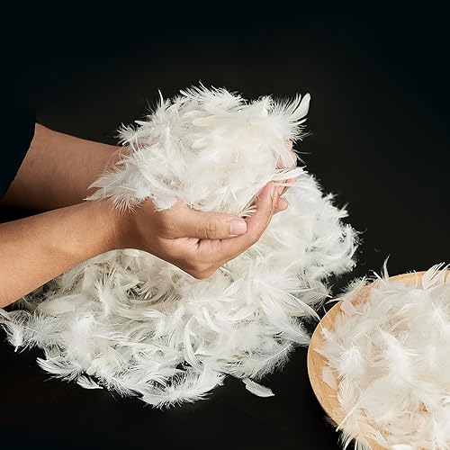 Miniatura 10 de Gran cantidad de plumas rosas, plumas de pato y de ganso blancas, relleno de plumas para almohada, ropa de cama, bricolaje, estándar de EE. UU.