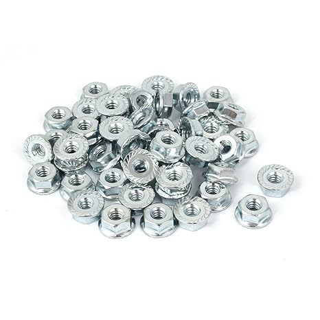 Sellify 10#-24 Carbon Steel Serrated Hex Flange Lock Nuts 50pcs