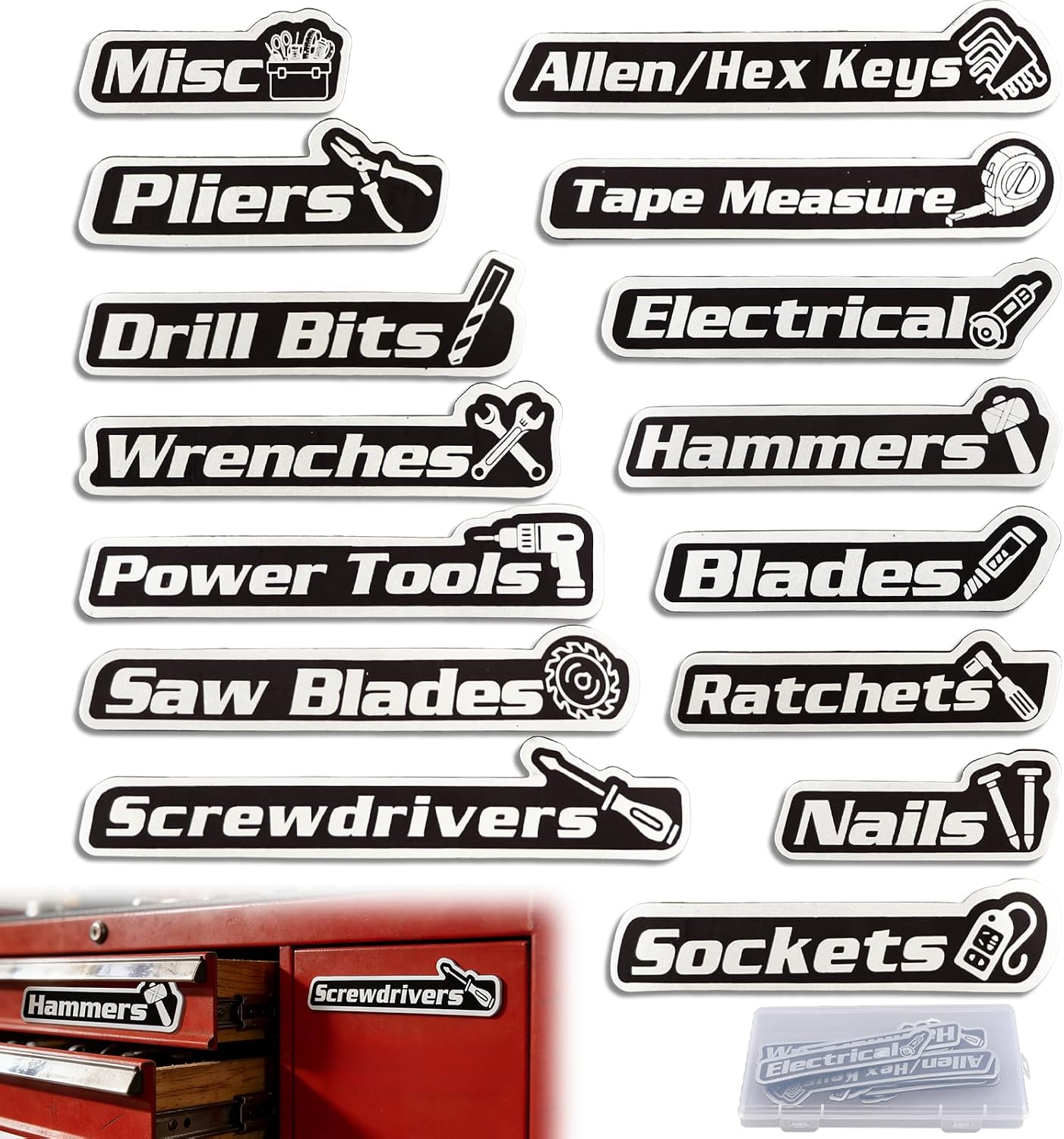 Magnetic Tool Box Labels 15 Pack