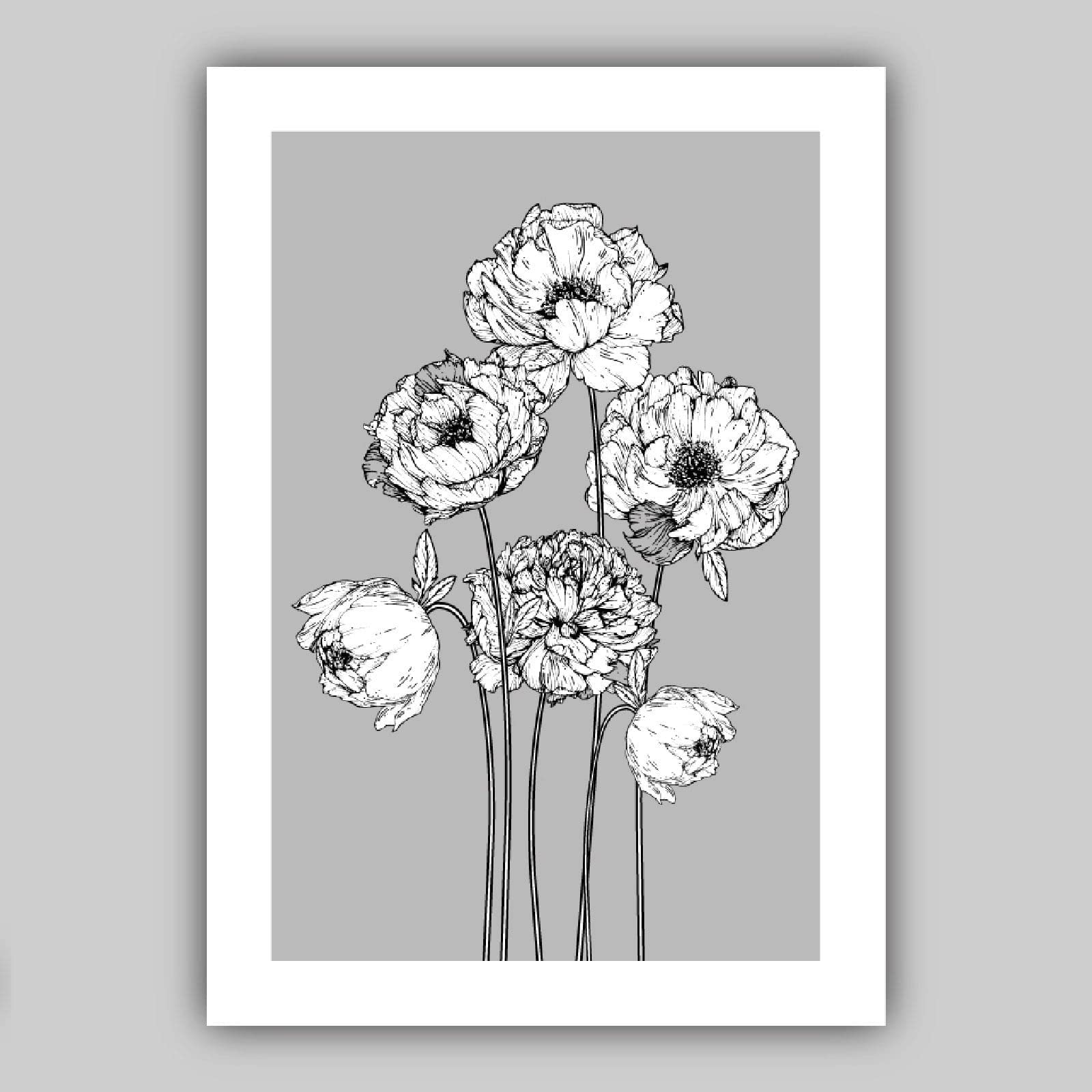 Artze Wall Art Peony Flower Sketch Scandinavian Posters Floral Minimalist Artwork Peonies Gallery Wall Art Prints 3-Piece Set - Image 4