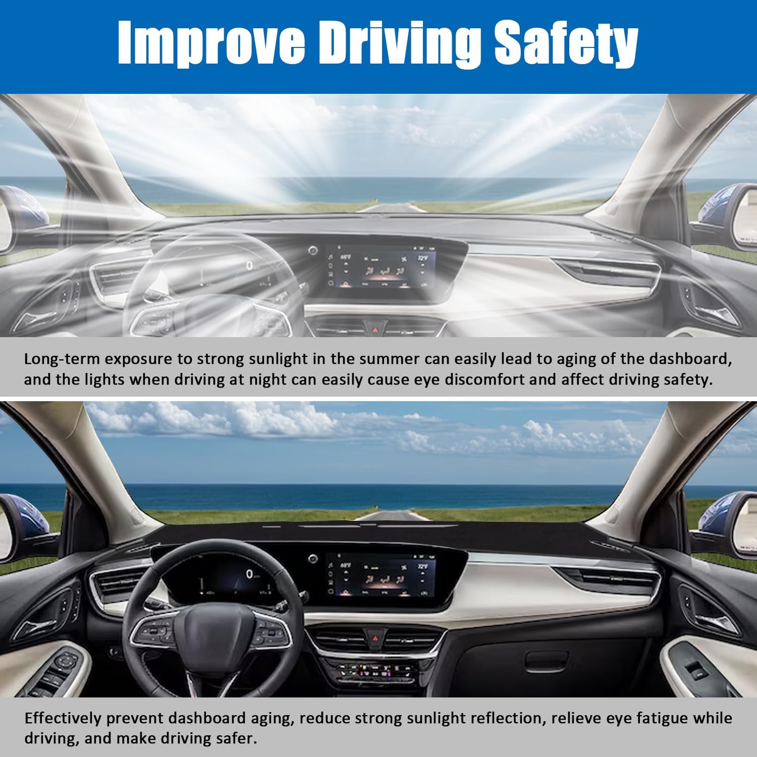 Kurtz Dashboard Cover Mat for Buick Encore GX 2024 2025 Interior Dash Cover Mat Interior Accessories Flannel Non-Slip No Glare Sunshade(with HUD)