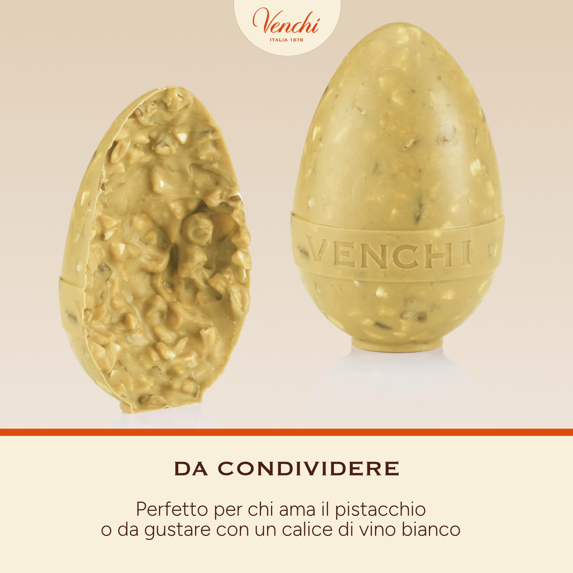 Venchi - Uovo di Cioccolato Mignon al Pistacchio Salato, 70 Gr, con Granellone di Pistacchio Tostato, Senza Glutine, Collezione Pasqua Venchi, Idea Regalo