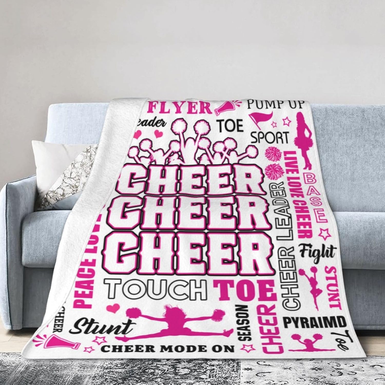 Cheer Blanket for Girls Women Cheerleader Gifts Cheer Stuff Throw Birthday Cheerleading Gifts for Team,S - Image 3