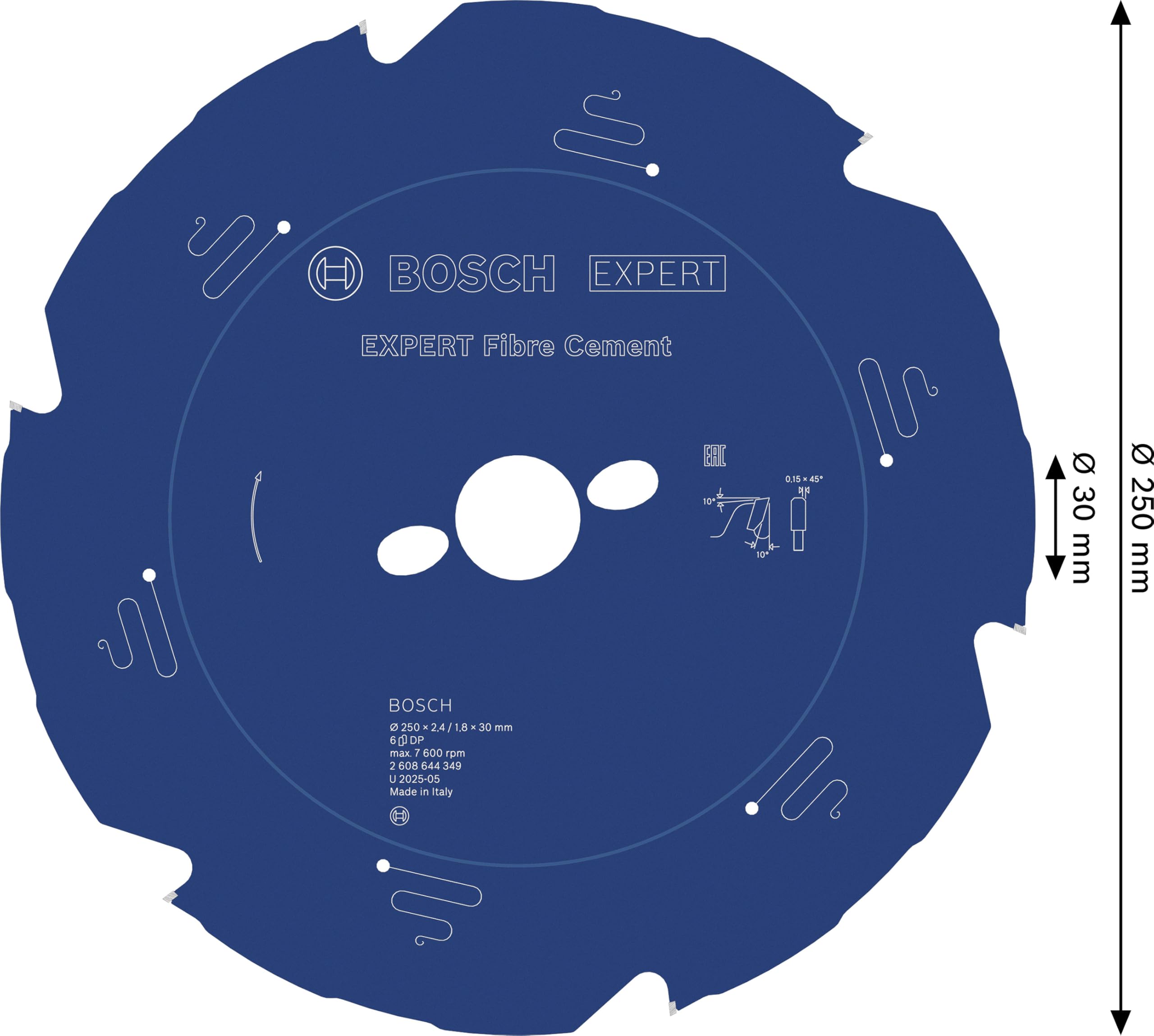 BOSCH 2608644349 - Disco de sierra circular CSB Expert FiberCement: 250x30x6D