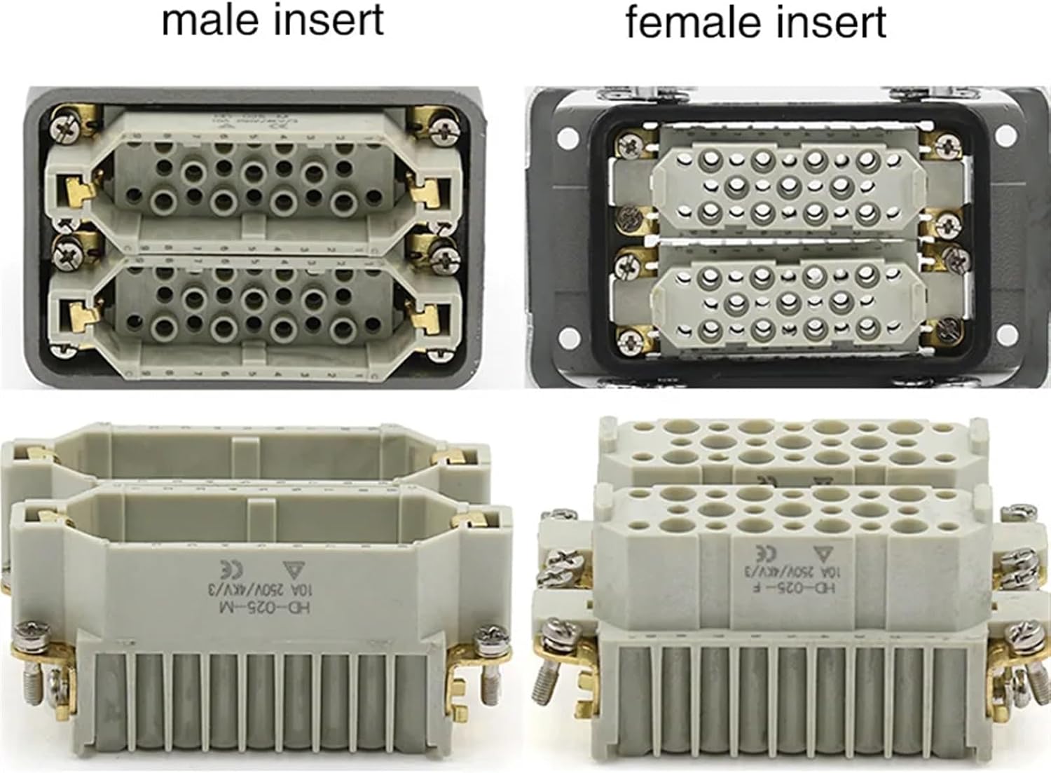 HDC-HDD-050-1/2 Rectangular Heavy Duty Connector 50 core Industrial Aviation Plug Socket Crimp The Connecting pin 250V 10A