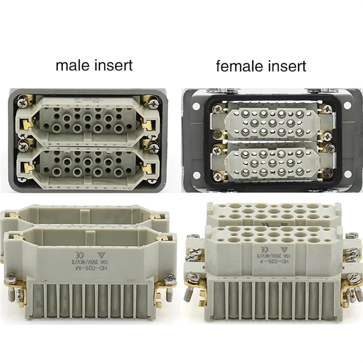 HDC-HDD-050-1/2 Rectangular Heavy Duty Connector 50 core Industrial Aviation Plug Socket Crimp The Connecting pin 250V 10A
