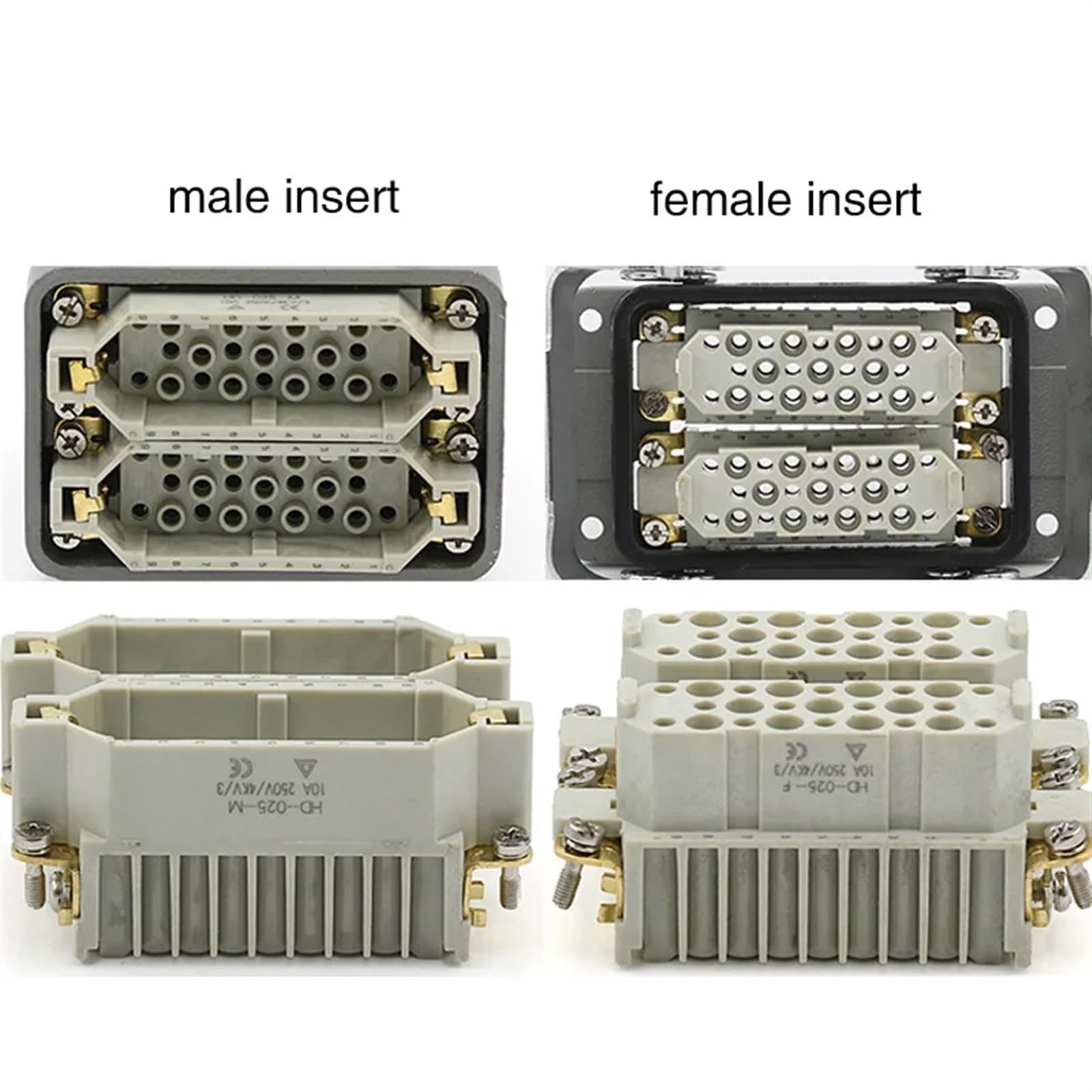 Conector Industrial de aviación de 50 núcleos, Conector Rectangular de Alta Resistencia HDC-HDD-050-1/2, Conector de crimpado, 250 V, 10 A.