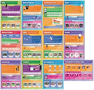 Components of Physical Fitness Posters - Set of 12 | PE Posters | Gloss Paper measuring 850mm x 594mm (A1) | Physical Education Charts for the Classroom | Education Charts by Daydream Education