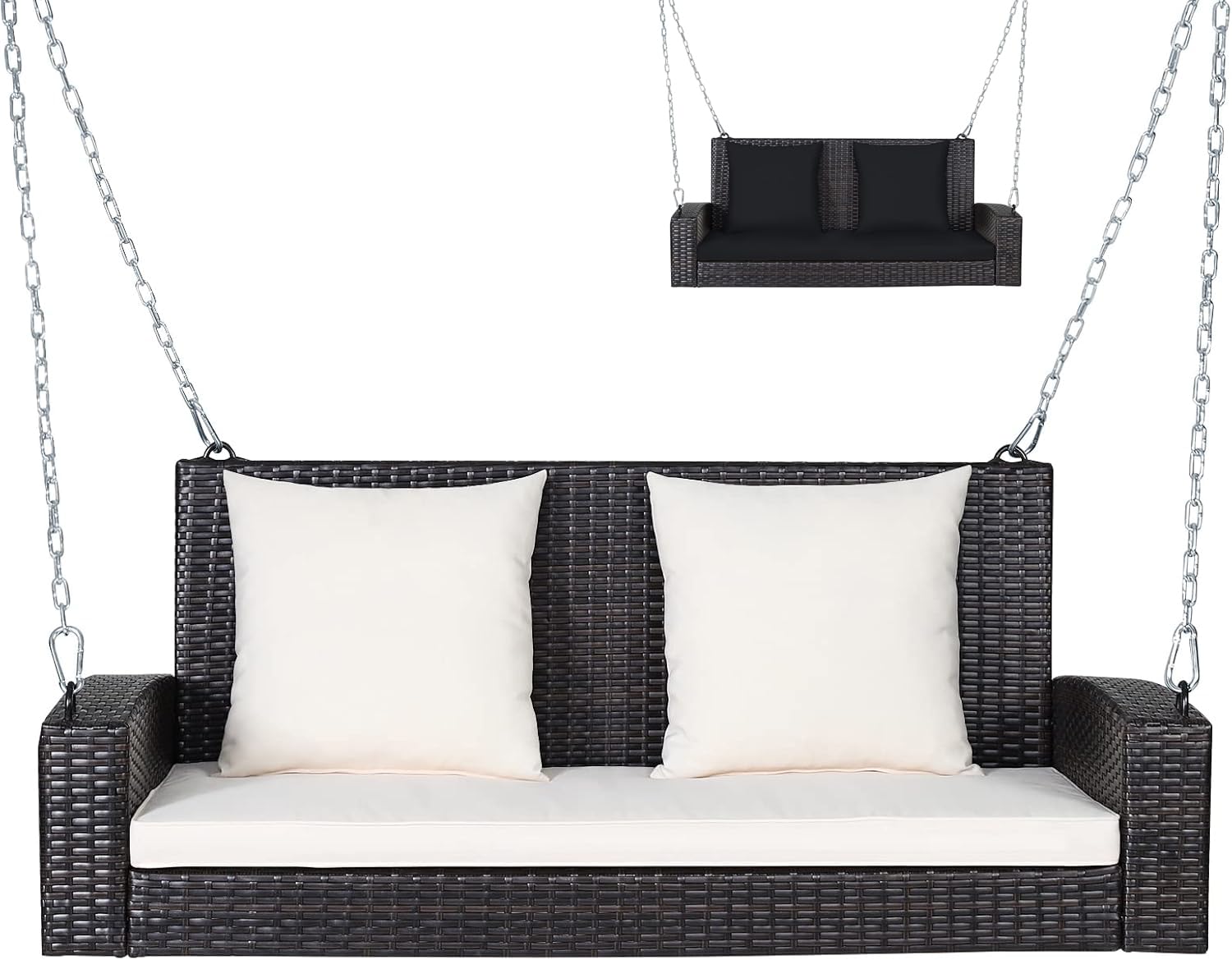 RELAX4LIFE 2-Seat Rattan Porch Swing