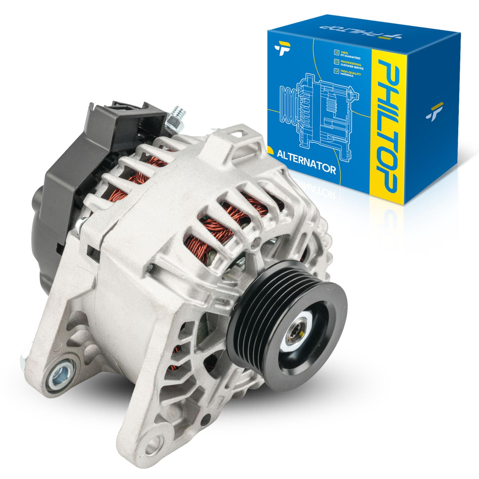 PHILTOP 11610N New Alternator Fit for 2012-2013 Kia Soul L4 2.0L, 2014-2016 Forte L4 1.8L, 2013-2017 Hyundai Elantra GT, 90Amp High Output Alternator Replace 11610 37300-2E200 373002E200-picture-24