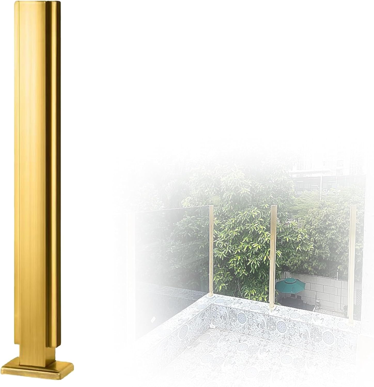 Premium Heavy Duty Stainless Steel Railing Post, No-Punch Glass Balustrade Column for Staircases, 60-120 cm Adjustable Height, Ideal for Modern Vitreous Designs (B-Corner, 70 cm)