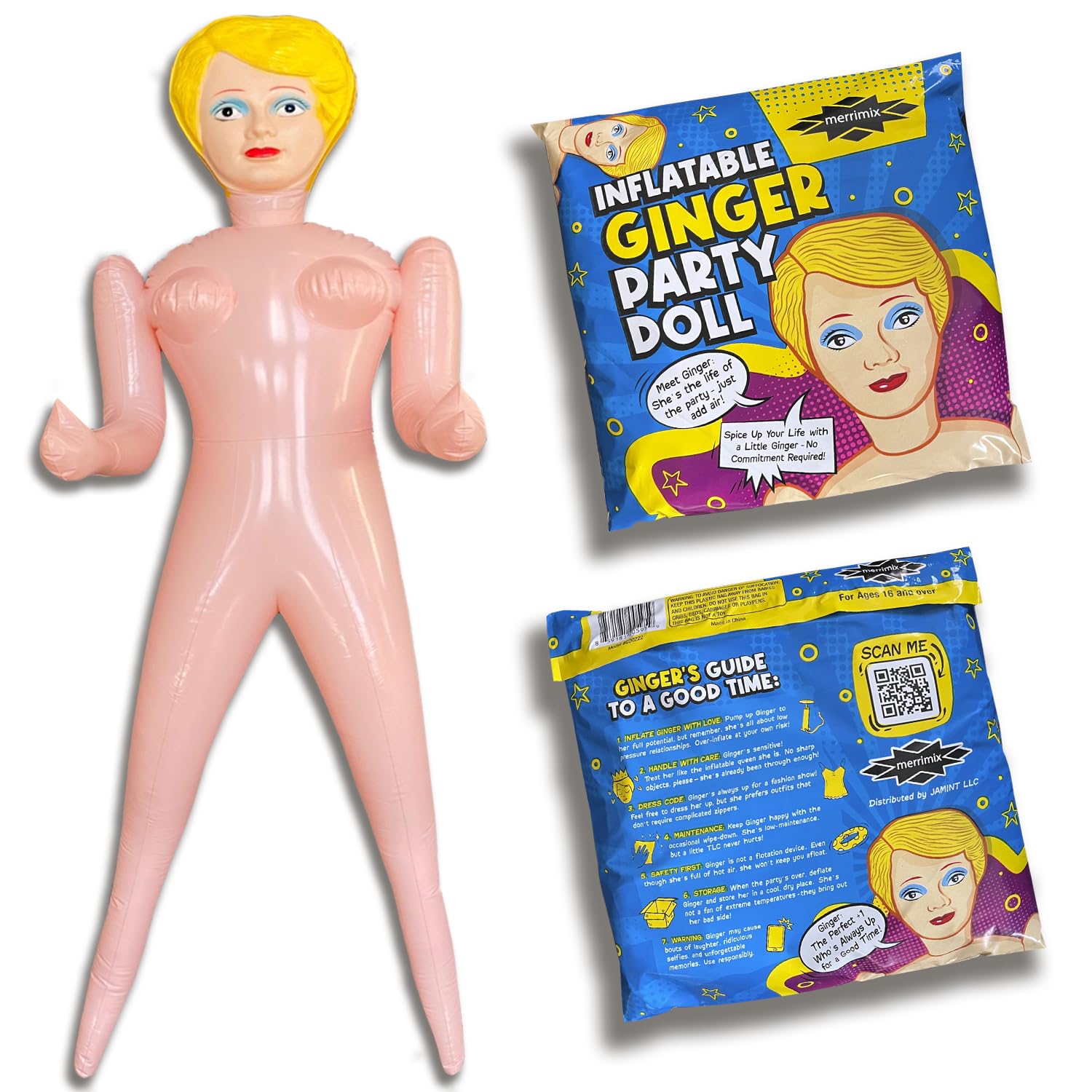 Amazon.com: merrimix | 59" Inflatable Blow Up Doll Gag Gifts for Men Women  Bachelor Bachelorette Party Favors and Decorations | Funny Surprise Gift  for Adults (Ginger in Packaging) : Home & Kitchen