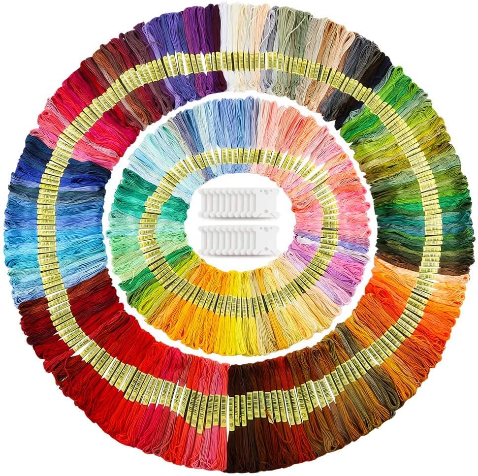 Caydo Embroidery Floss 50 Skeins Embroidery Thread, Rainbow Color Friendship ...