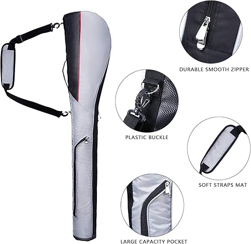 Miniatura 10 de Estuche de viaje para palos de golf, bolsa plegable con base dura, para práctica de campo de práctica, ligera, bolsa de transporte para 7 clubes