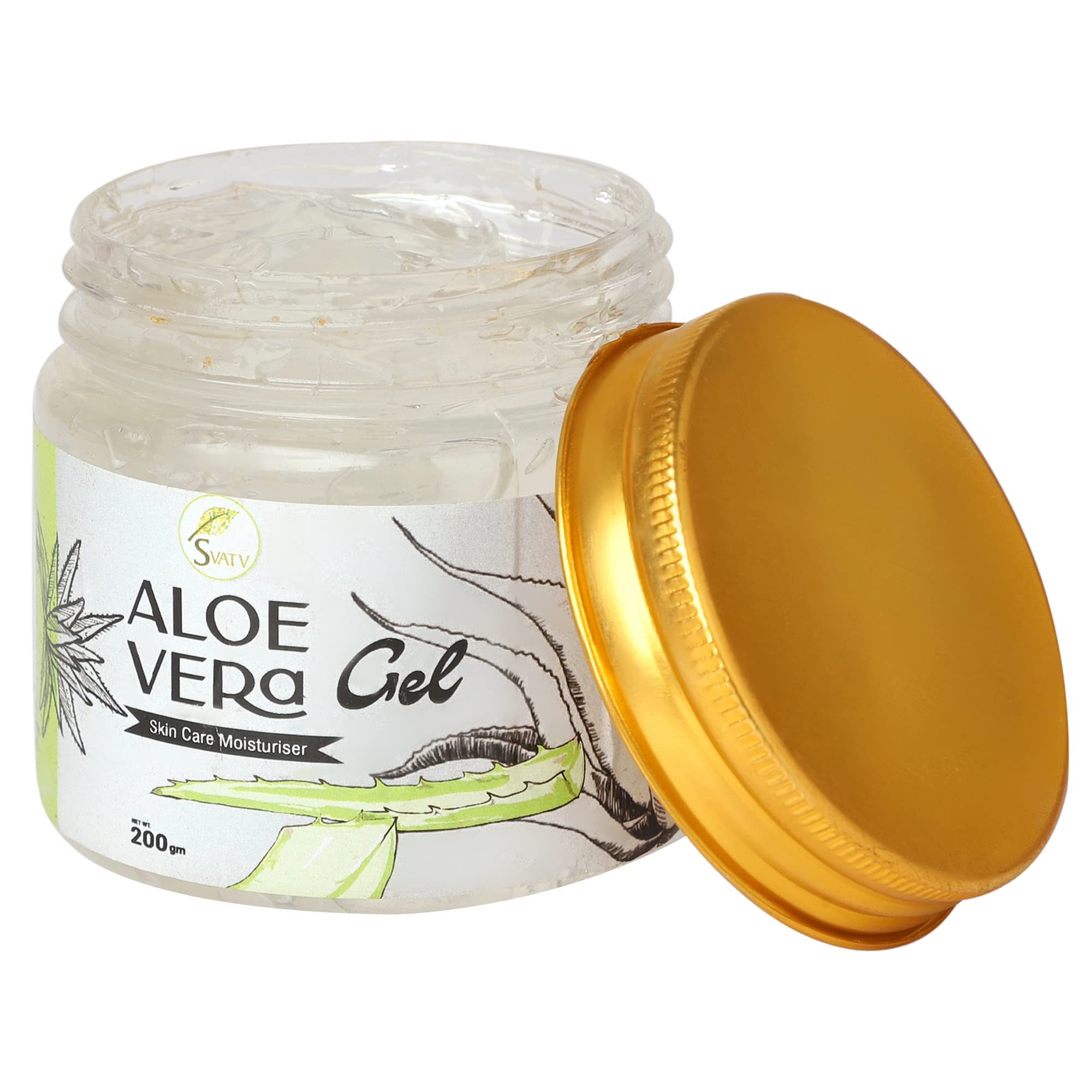 SVATV Natrliches Aloe Vera Gel fr Gesicht, Haut, Haare & Sonnenbrand  Relief mit kaltgepresstem, veganem, geruchlosem Gel | Geeignet fr alle ...