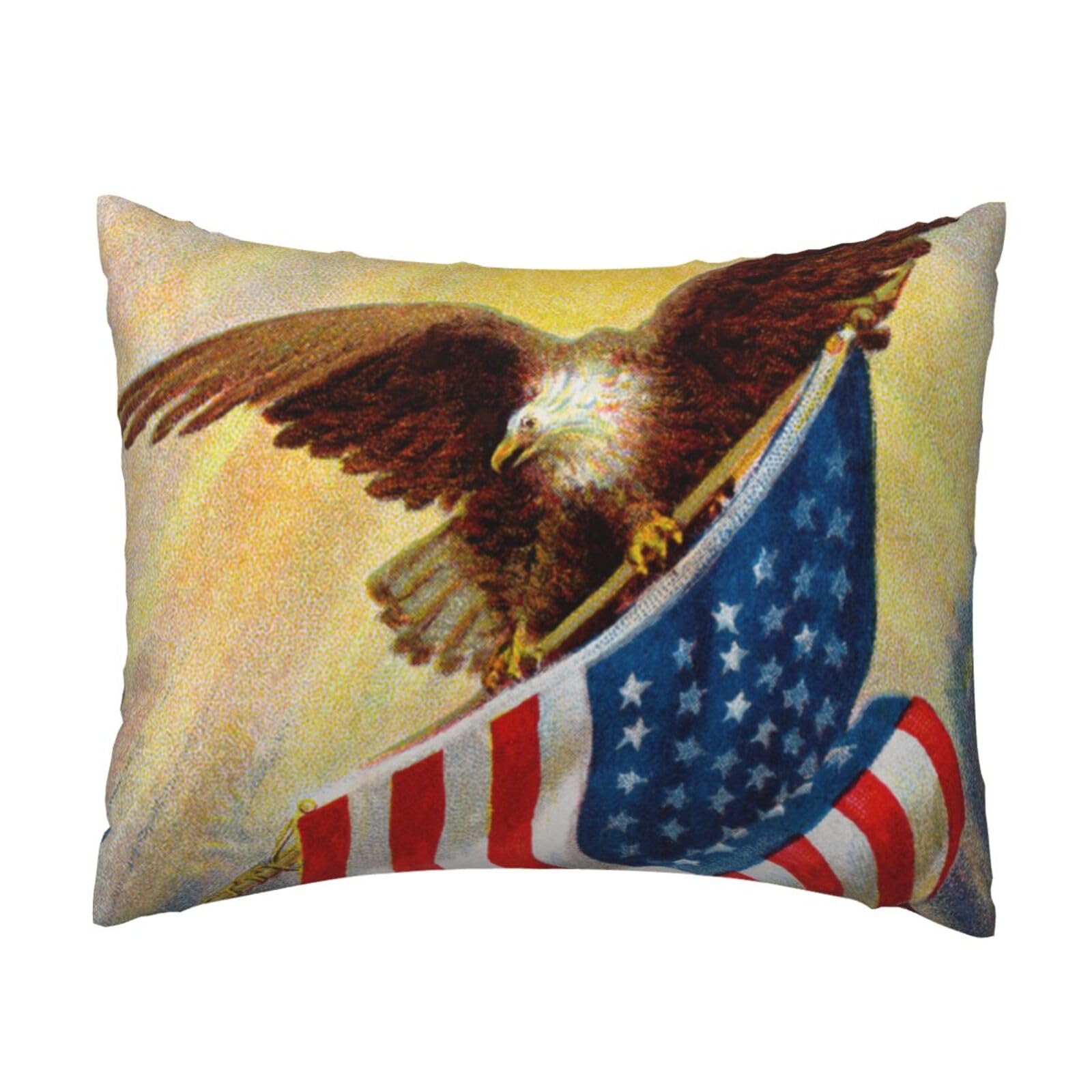 WSHFFILO American USA Flag Eagle Art printed Pillow Case 20x26in Decorative pillowcase Throw Pillow Cover