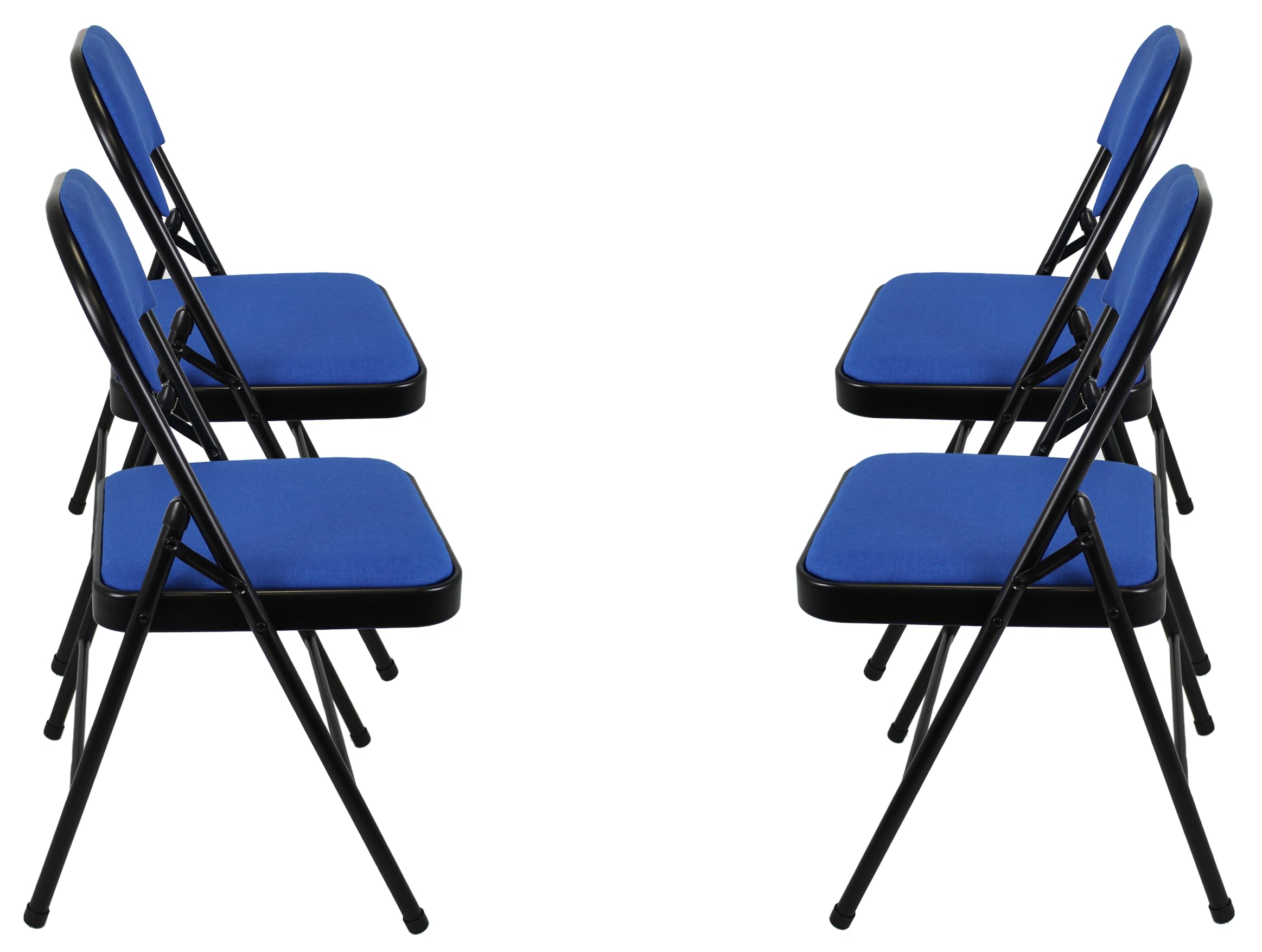 Meta Steel Frame with Fabric Seat Padded Office Work Study Party Dining Folding Chair (4, Blue)
