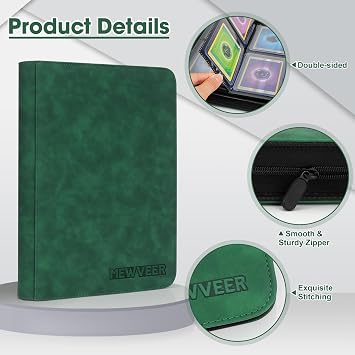 Top Loader Card Binder, Holds 112 Top Loaders Storage, 4 Pockets Trading Card Binders for Sports Cards, YGO/MTG Game Card Collection Binder - Dark Green (Not for Cards WITHOUT a Top Loader)