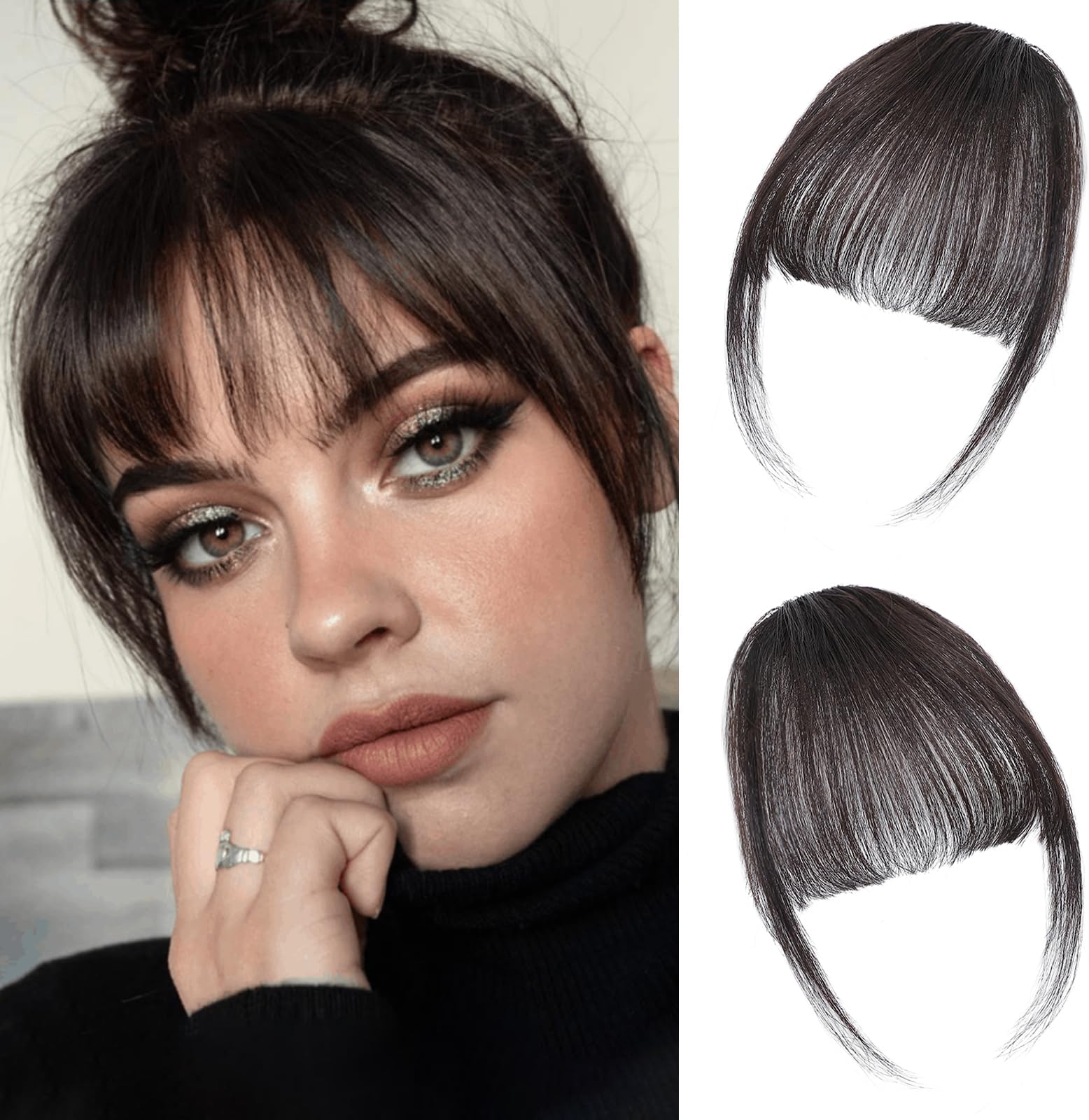 Sinroy Clip in Bangs Real Human Hair Wispy Bangs Hair Clip
