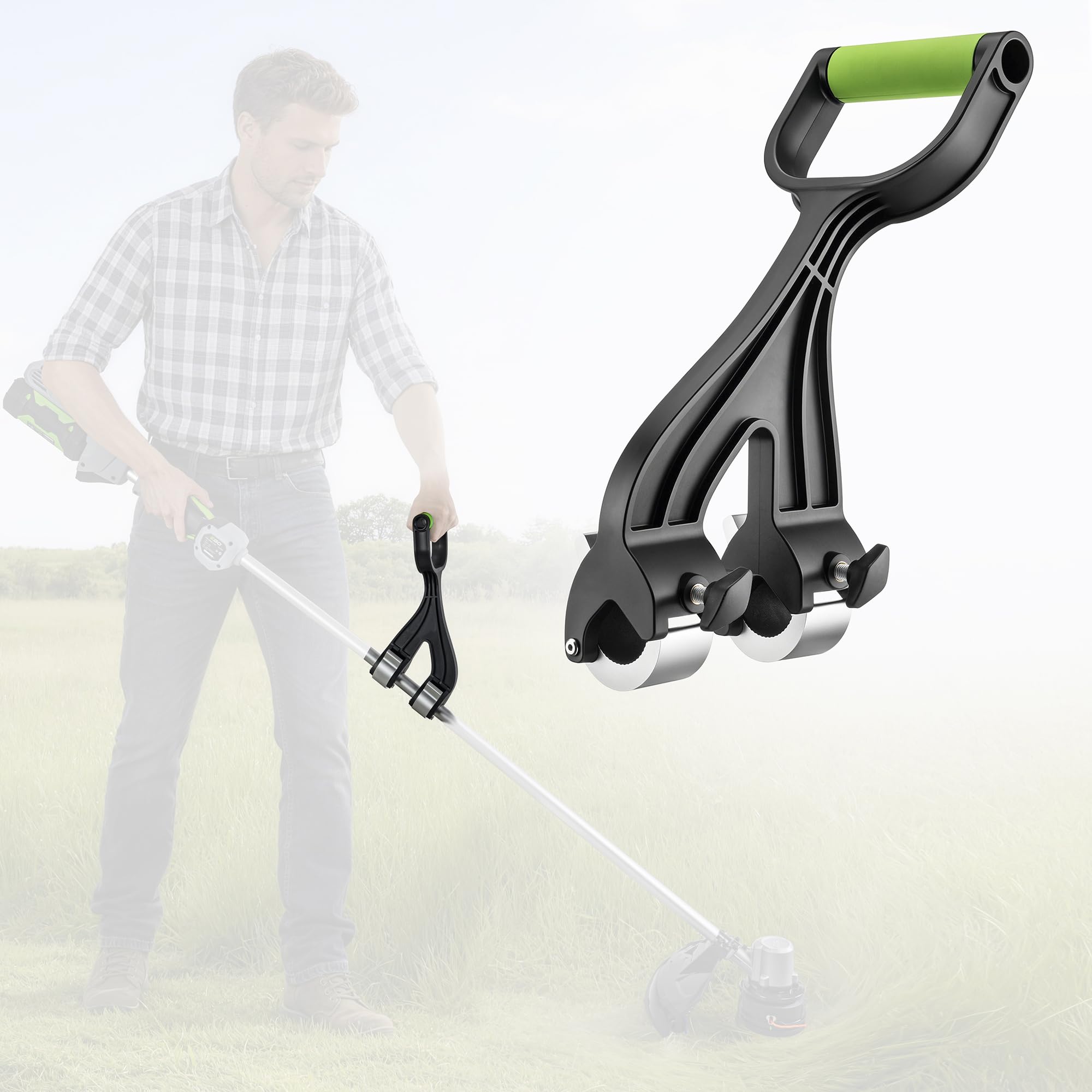 Photo 1 of PUHANSI Upgraded Weed Eater Handle,Universal Ergonomic Extension Attachment for String Trimmer,Snow Shovel,Rake & More - Patented Back-Saving Handle for Gardening & Lawn Care (1 Pack)