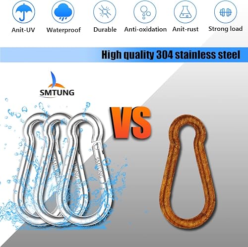 Miniatura 3 de Mosquetón de resorte de acero inoxidable 304 Mosquetón multifuncional Mosquetón Camping Pesca Senderismo Viajar