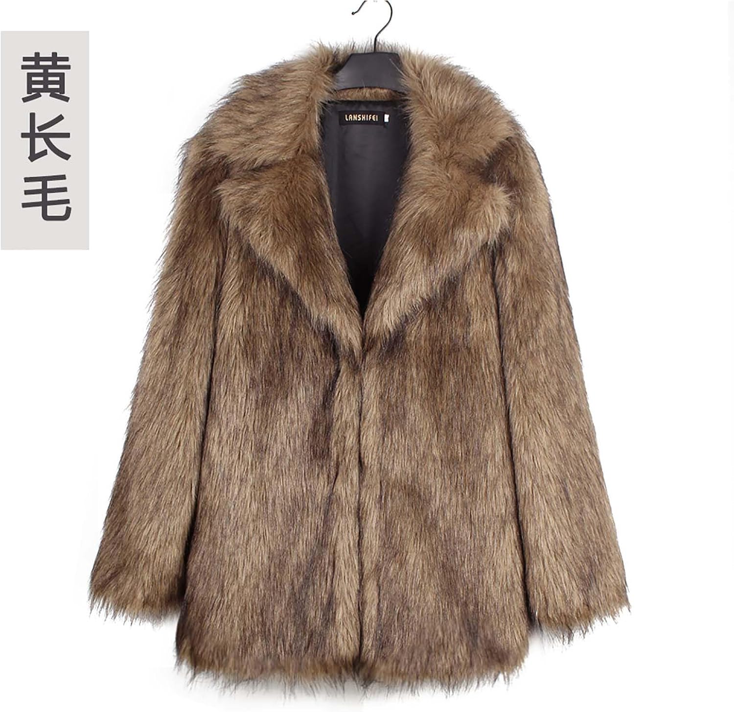 Faux Fur Winter Long Coats Women Warm Lapel Faux Fur Fuzzy Coat Jacket Overcoat Fashion Open Front Cardigan Outerwear